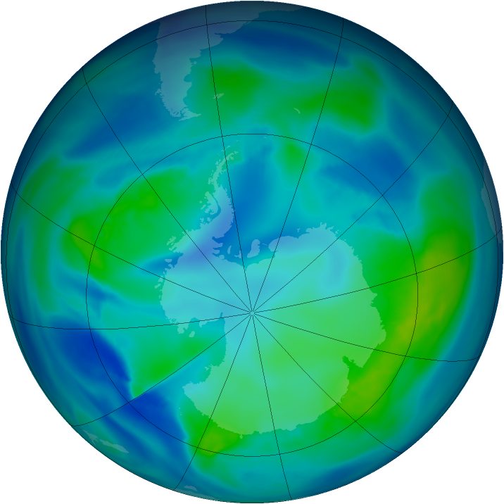Antarctic ozone map for 29 April 2006